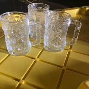 3 Collectible McDonalds Glass Mugs